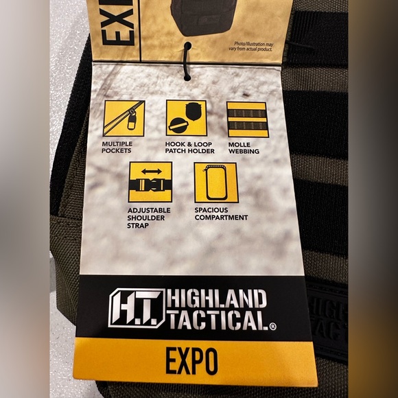 Highland Tactical EXPO Molle Webbing Crossbody Bag Adjustable Sling Bag - Green - Picture 2 of 15